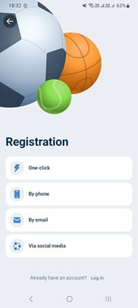 All the ways to register as a new user on the 1xBet app